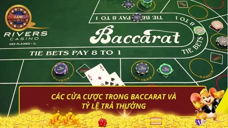 Các cửa cược trong Baccarat 68 Game Bài và tỷ lệ trả thưởng
